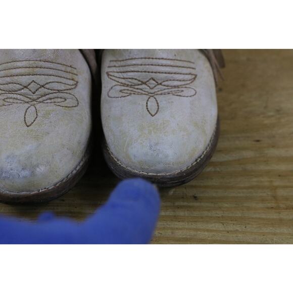 Sterling River Boots Womens 5.5M White Distressed Leather Tassel Western Ankle - Picture 10 of 16